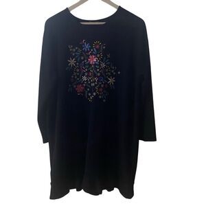 Zara large long sleeve embroidered dress ruffle bottom